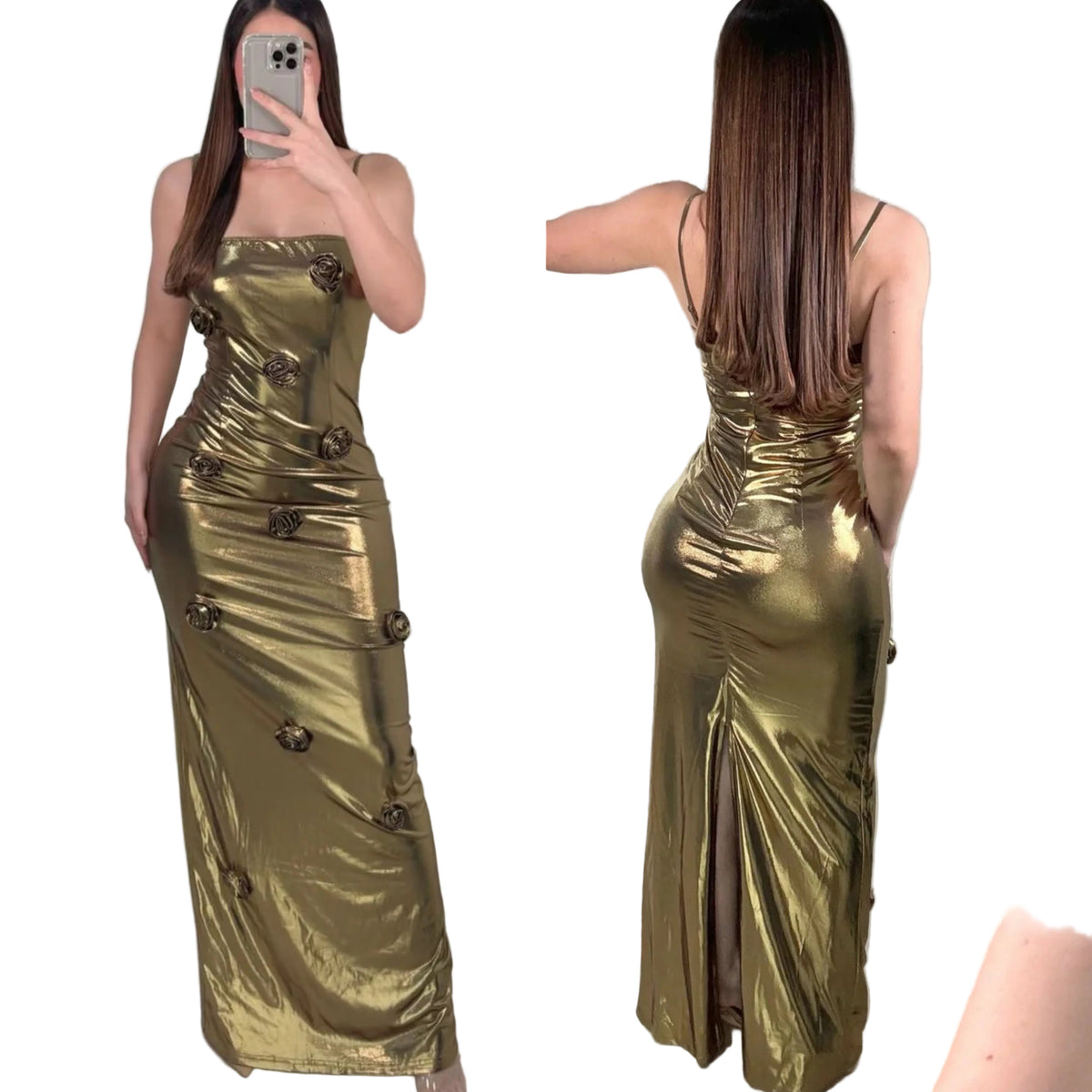 Vestido dorado metálico