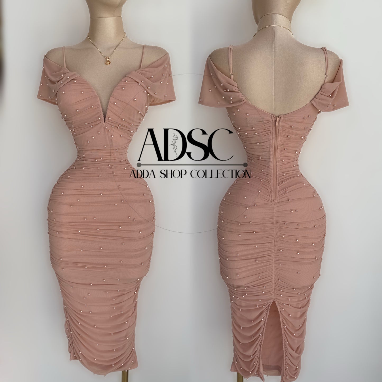 Vestido rosa palo perlas ✨