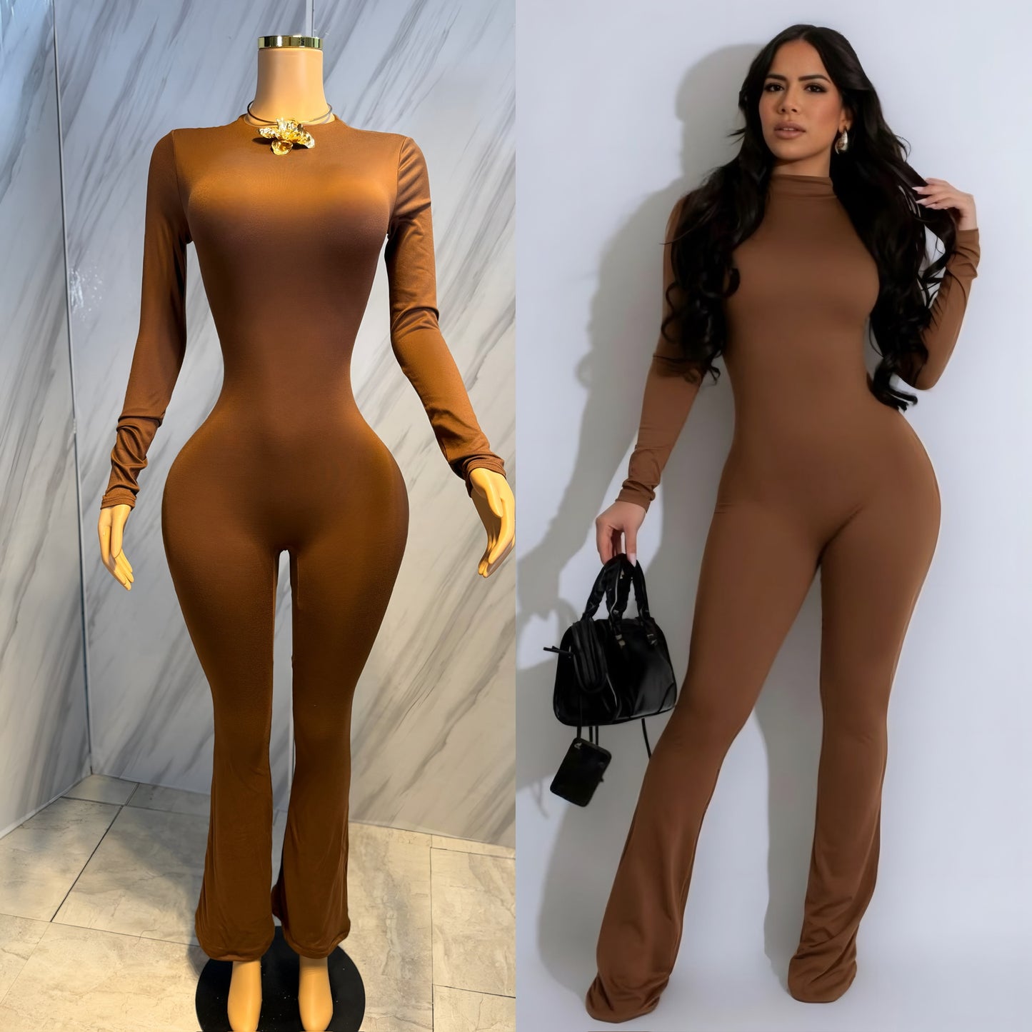 Enterizo café doble tela licra 🤎