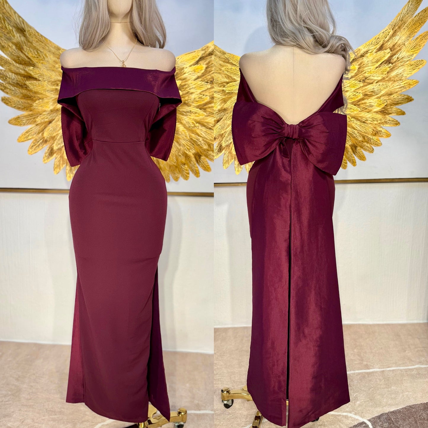 Vestido tinto moño 🍷