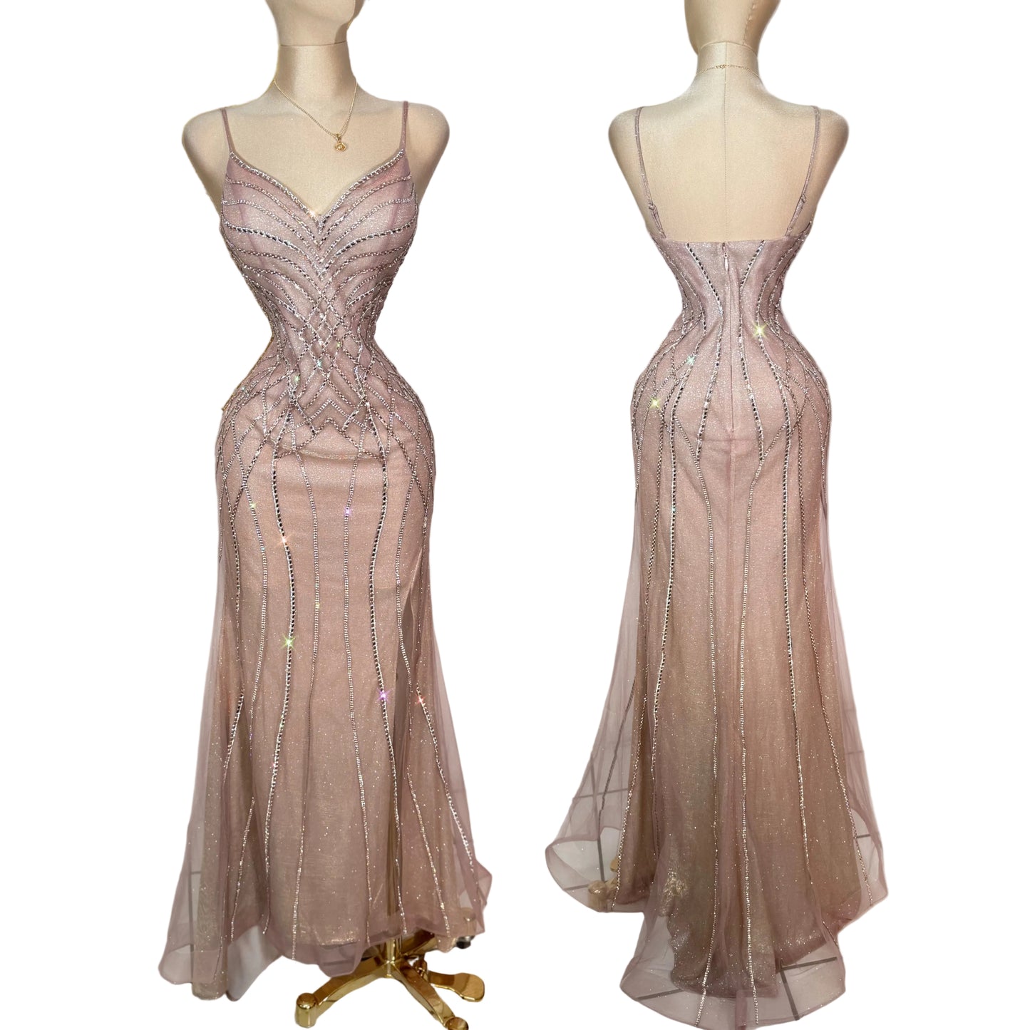 Vestido rose gold pedrería ✨