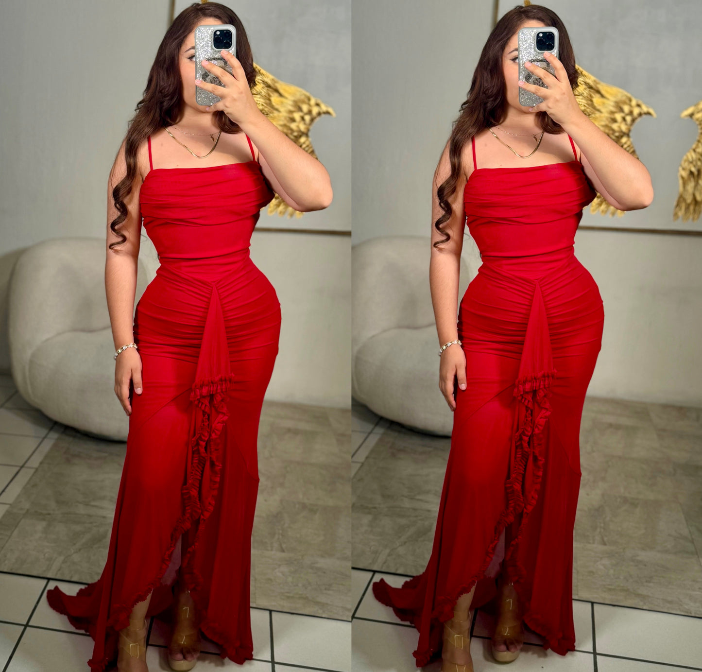 Vestido rojo mesh