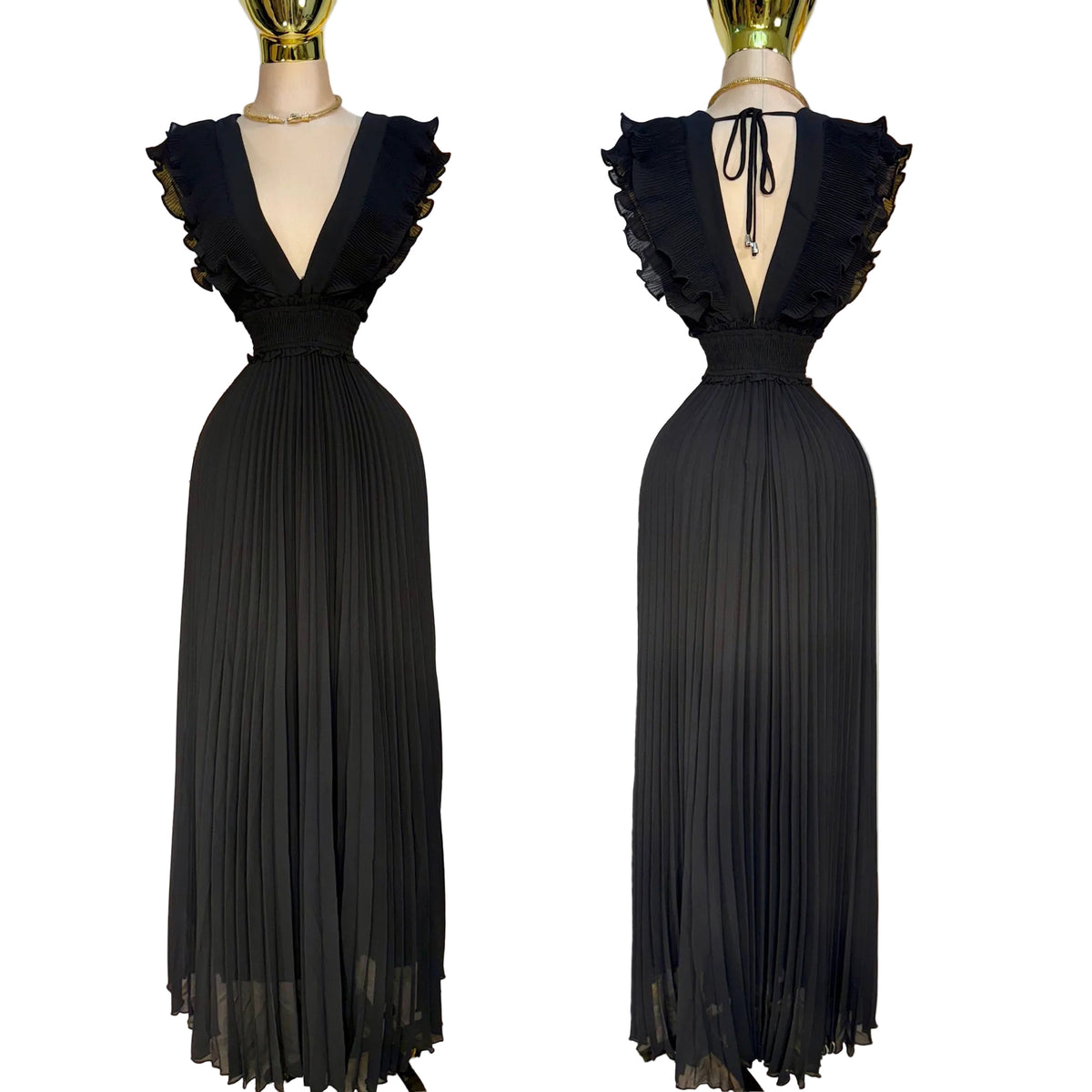 Vestido negro plisado 🖤