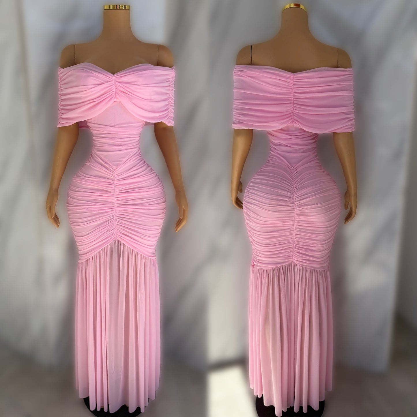 Vestido rosa mangas campesinas 🩷