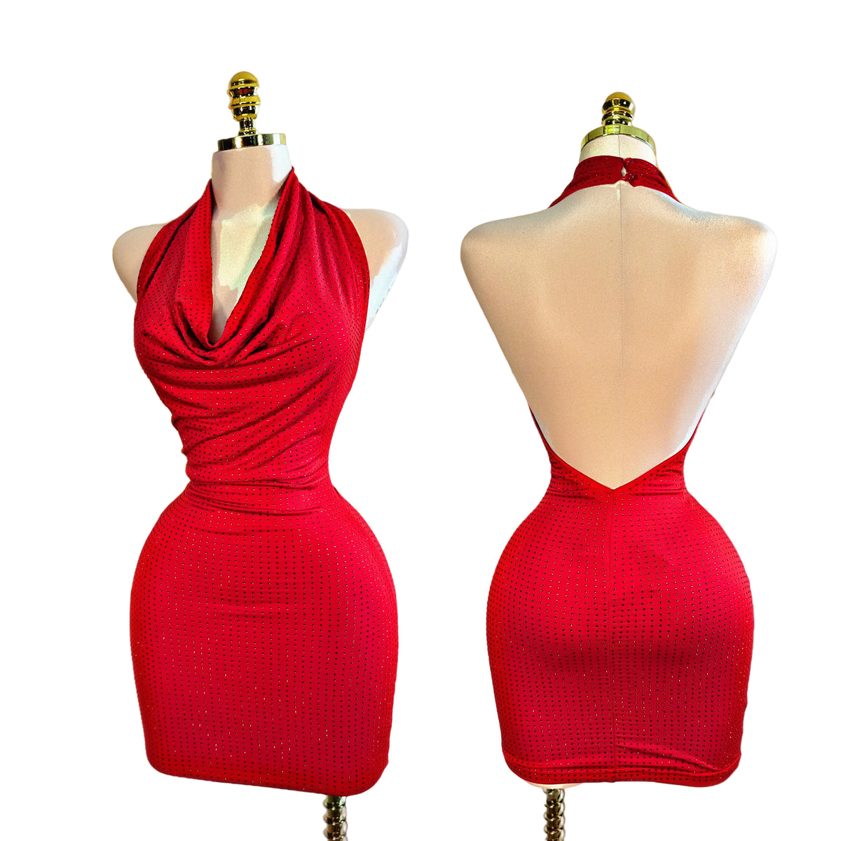 Vestido rojo pedrería