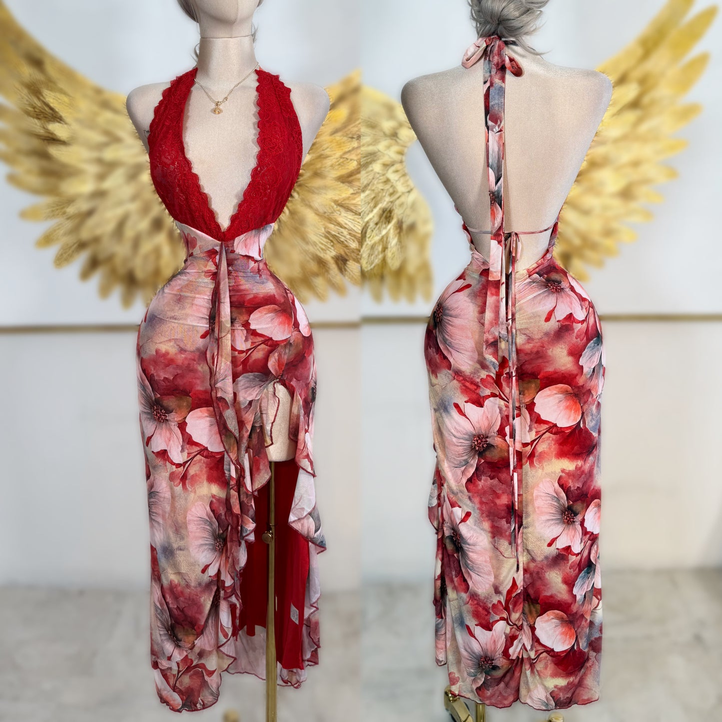 Vestido rojo flores 🌺