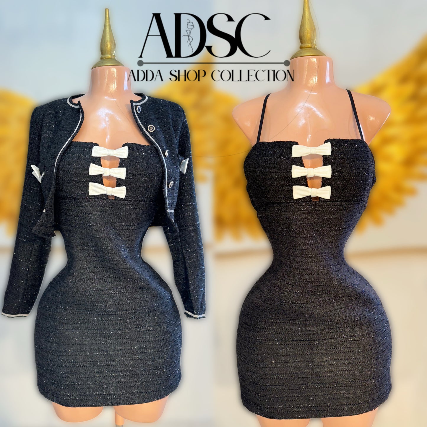 Vestido negro tweed 2 piezas 🖤