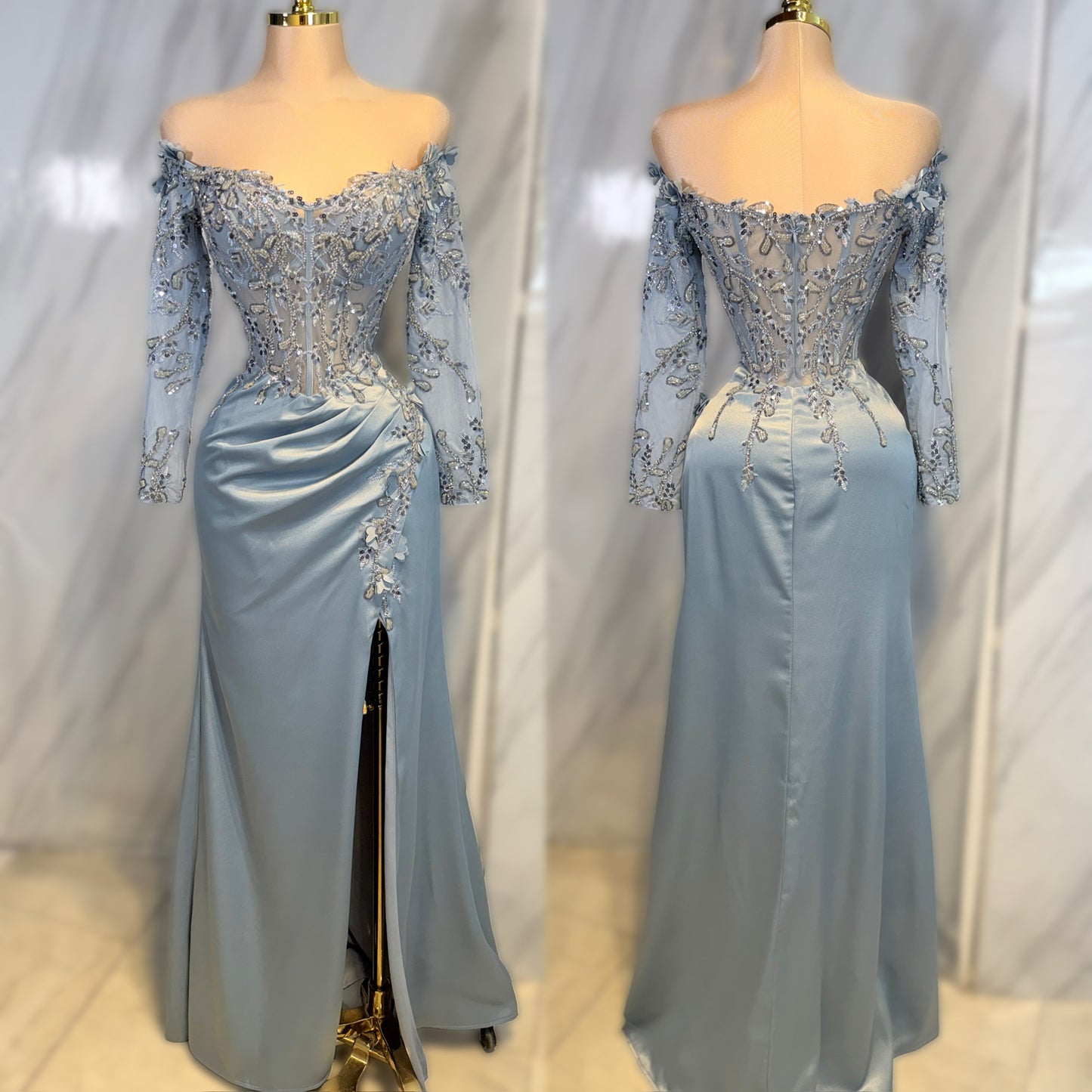 Vestido azul satín 🩵