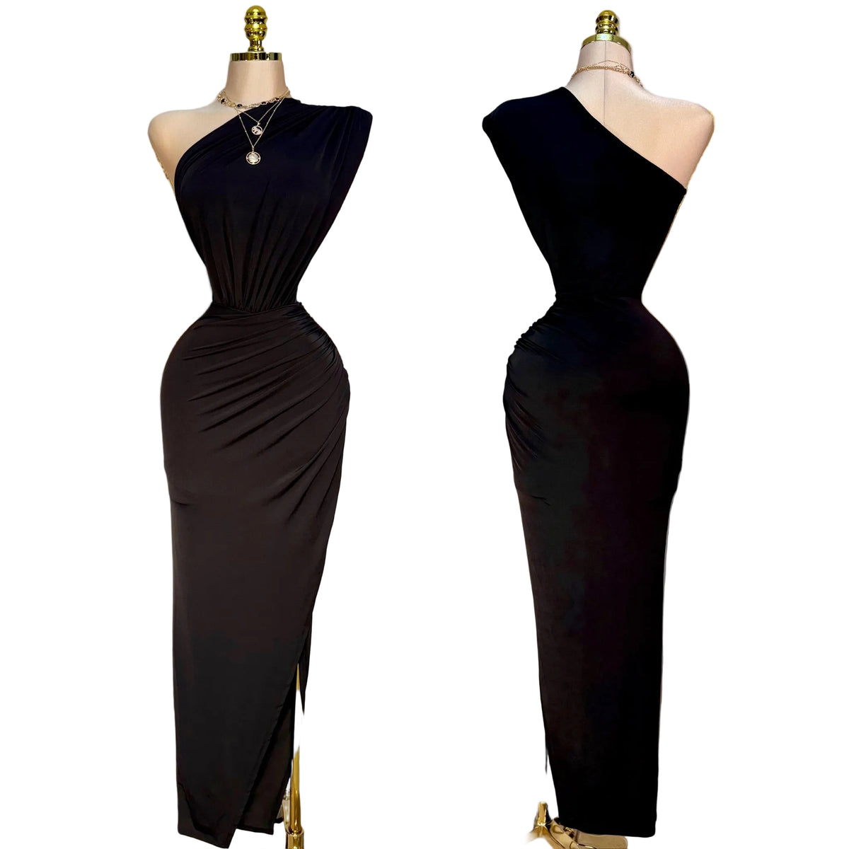 Vestido negro licra asimétrico 🖤