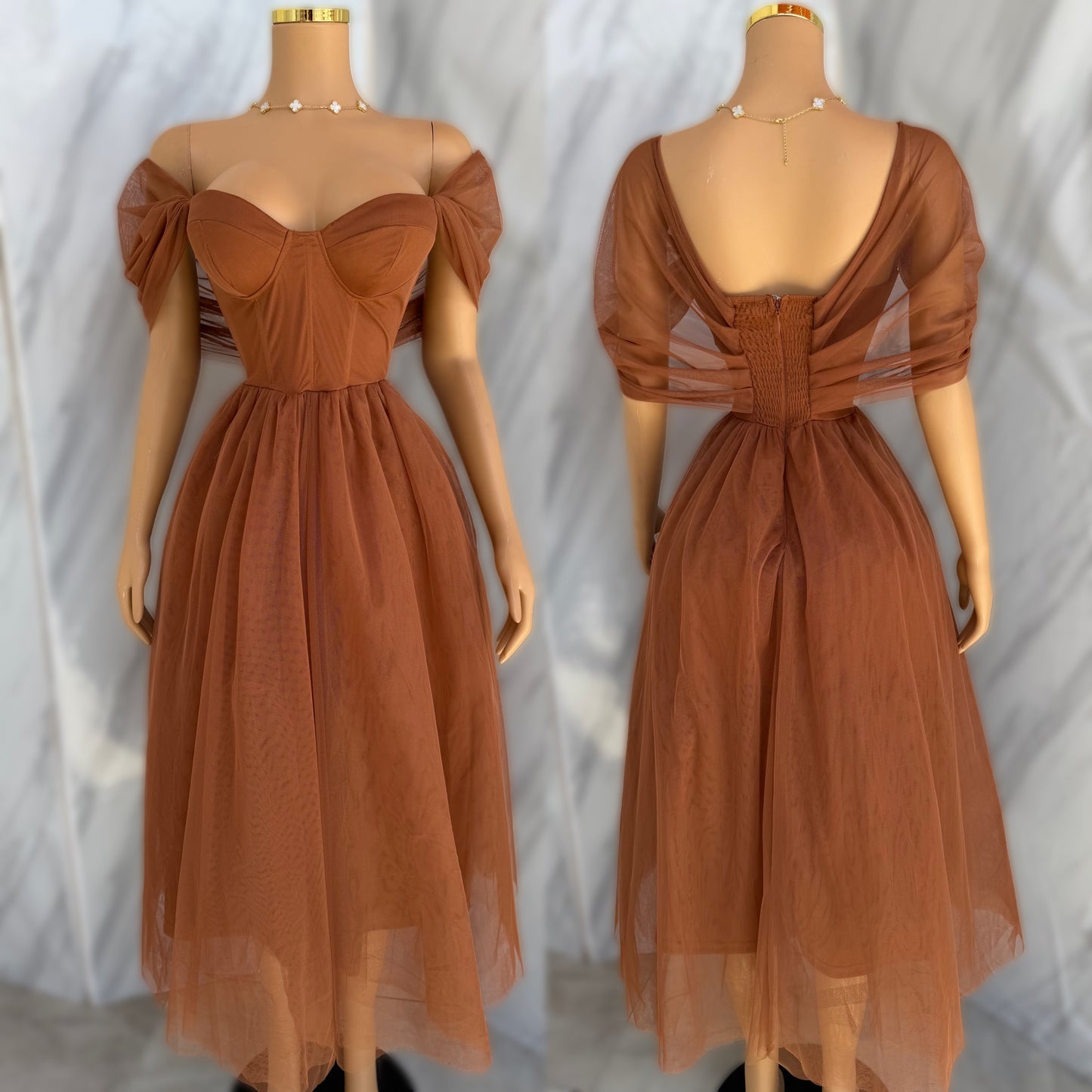 Vestido tulle café 🤎