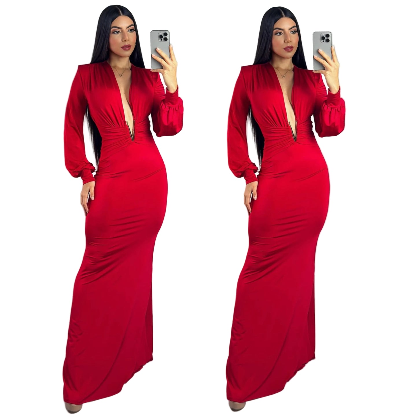 Vestido rojo licra escote V ❣️