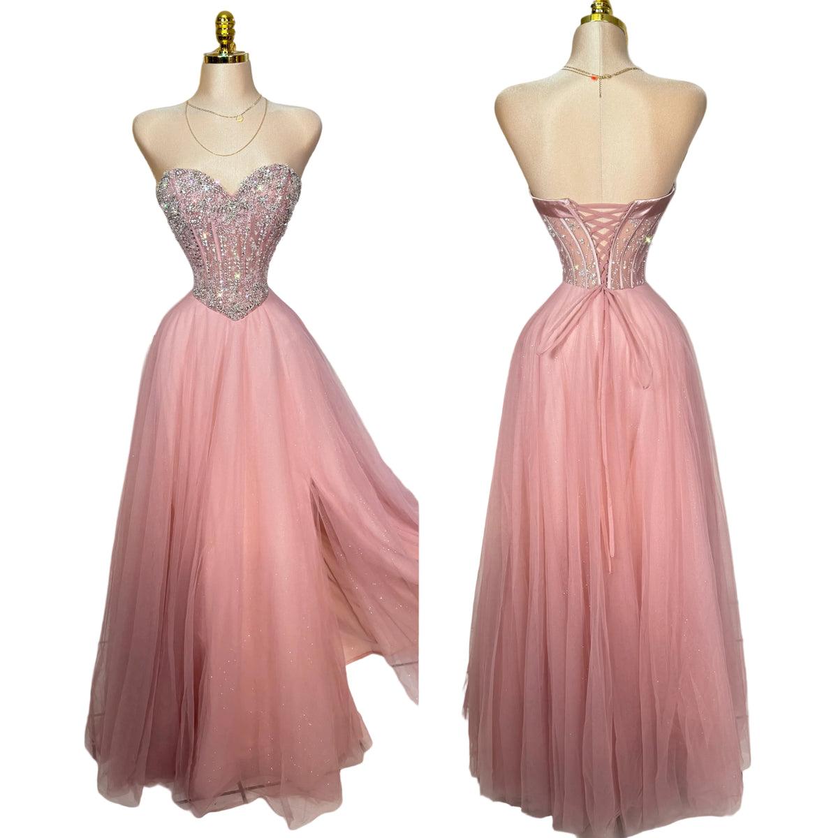 Vestido corset tulle pedrería ✨🩷