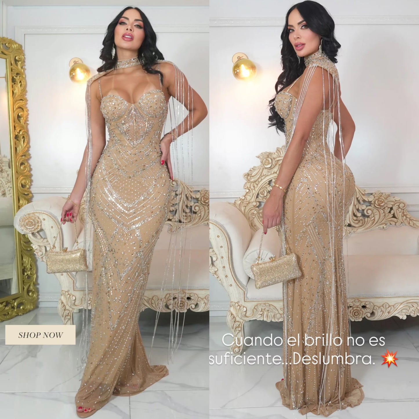 Vestido nude hombreras desmontables ✨