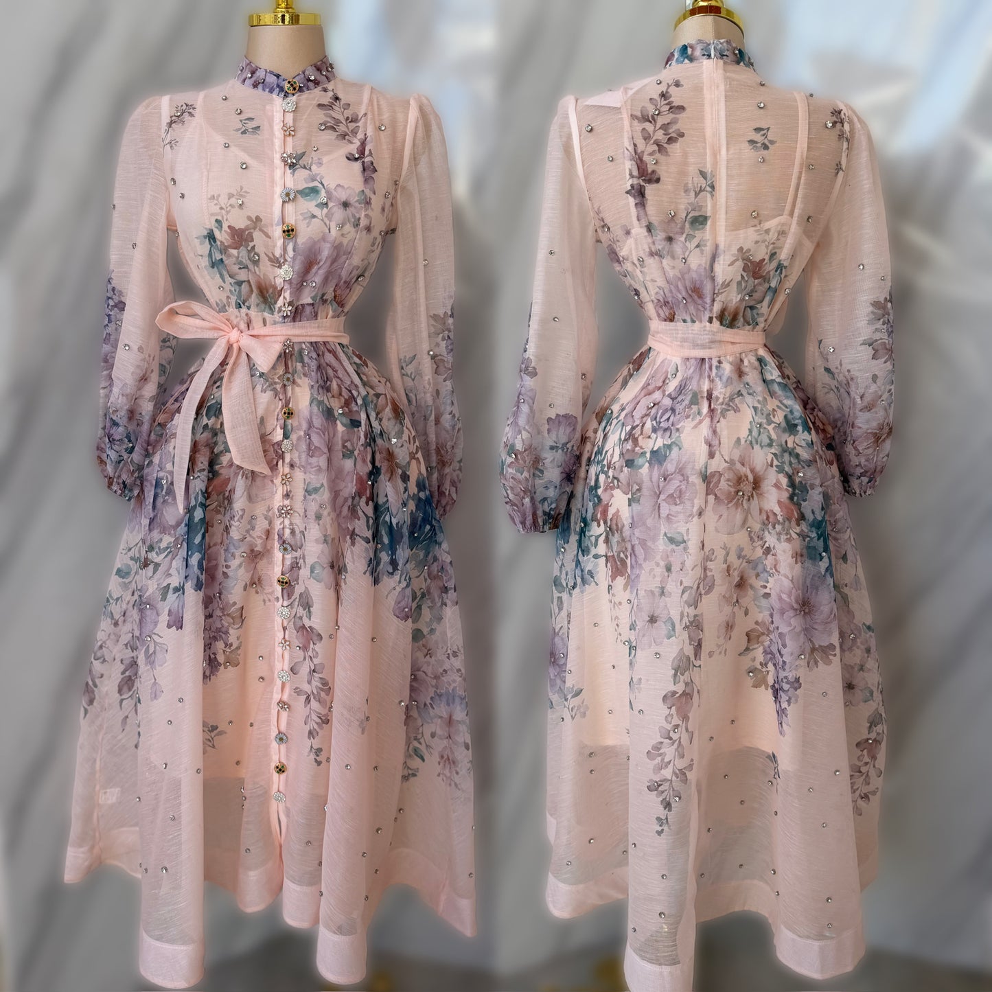 Vestido pedrería flores 🌷🪻