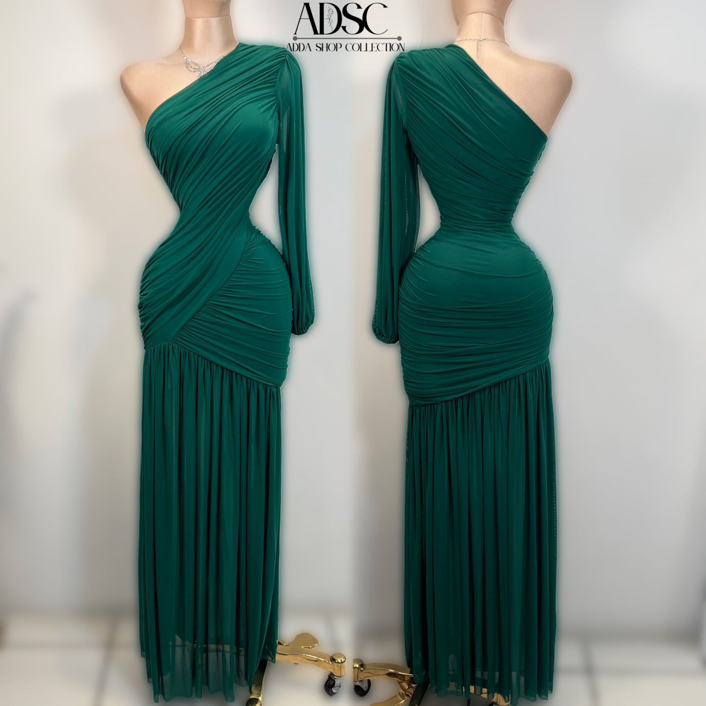 Vestido verde mesh asimétrico 💚