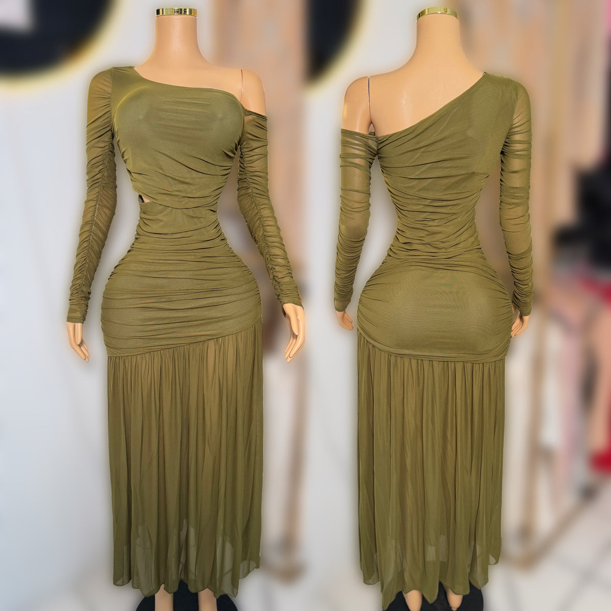 Vestido verde olivo mesh 💚
