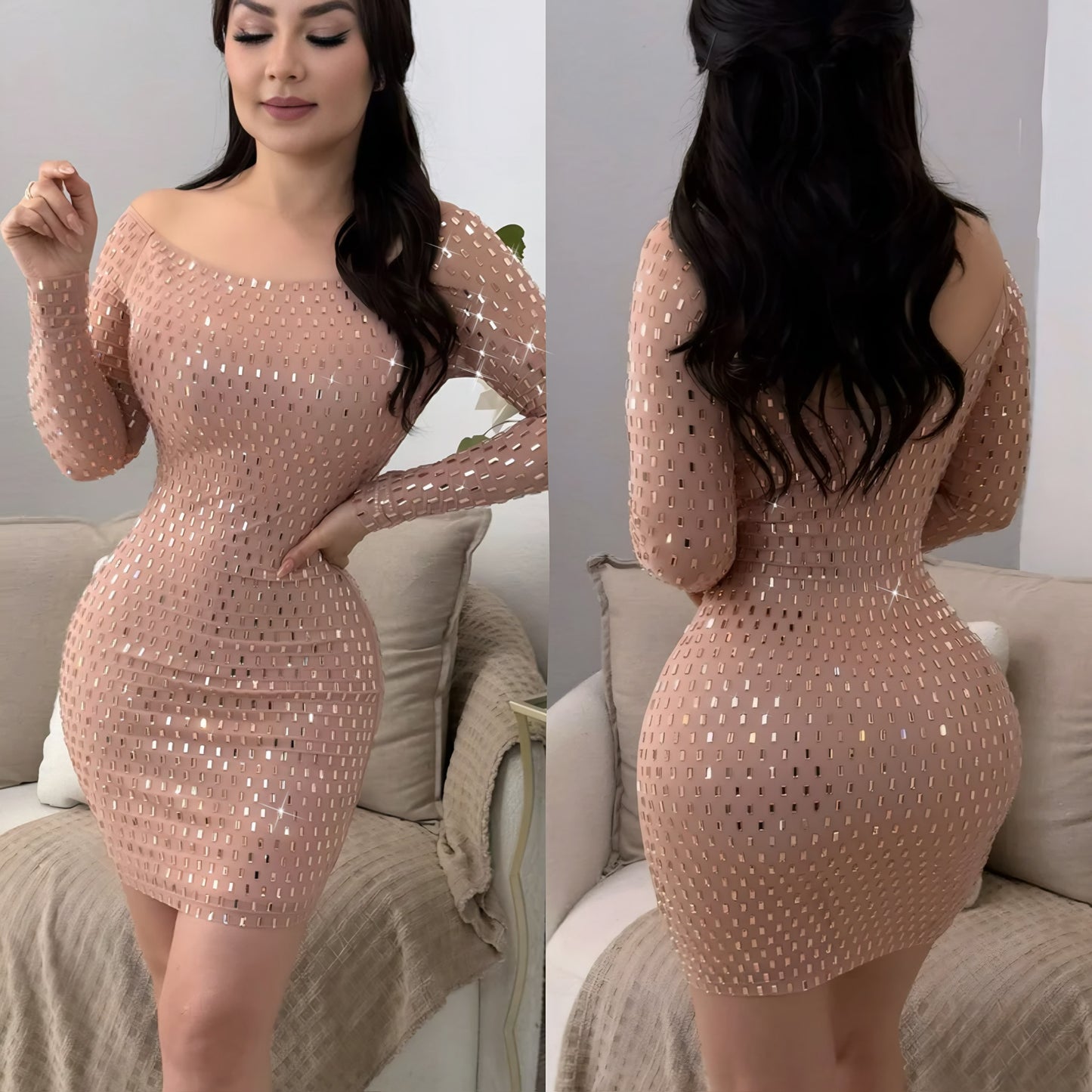 Vestido blush pedrería