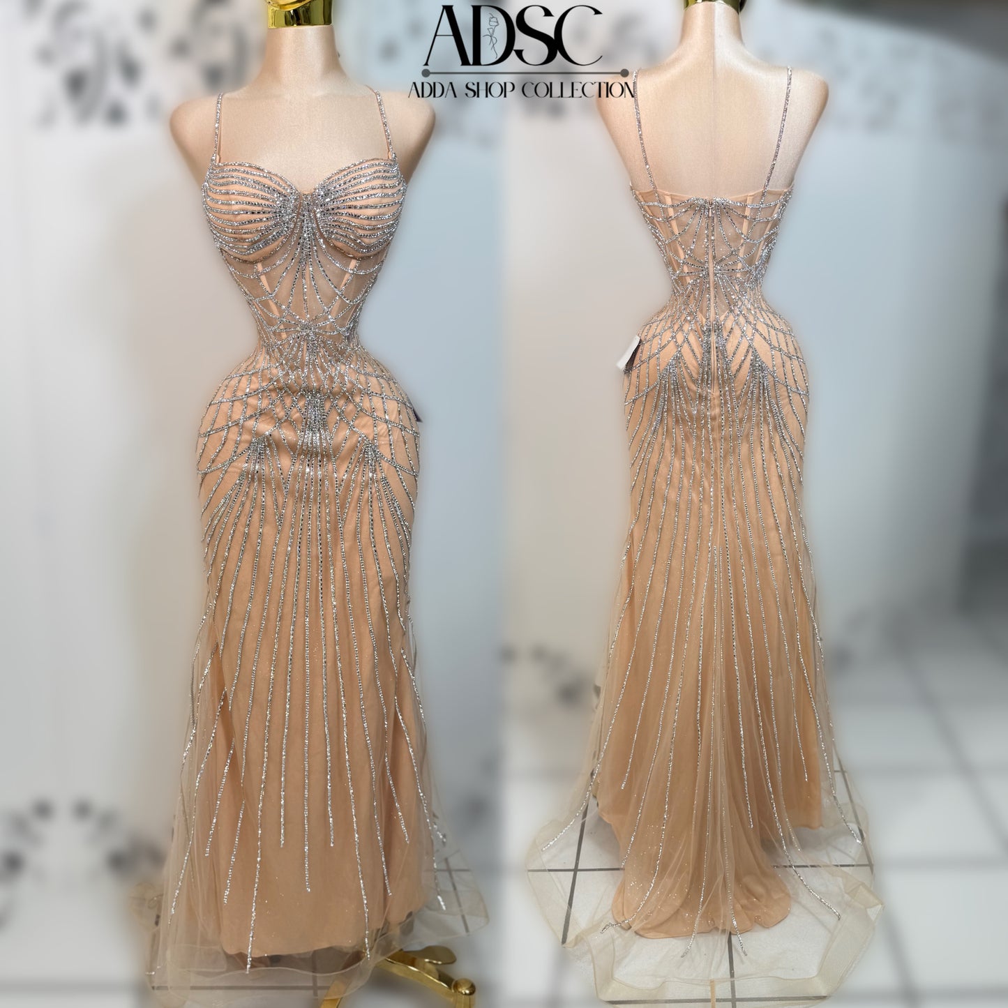 Vestido beige pedrería ✨