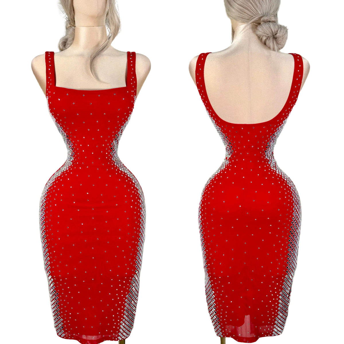 Vestido rojo pedrería
