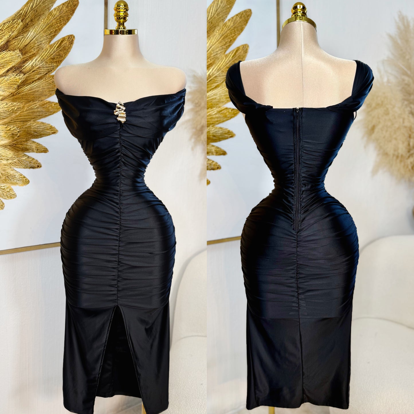 Vestido negro licra satinada 🖤
