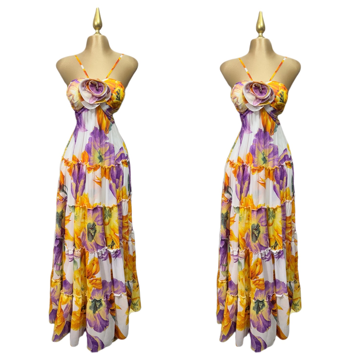 Vestido amarillo y morado flores 🌷