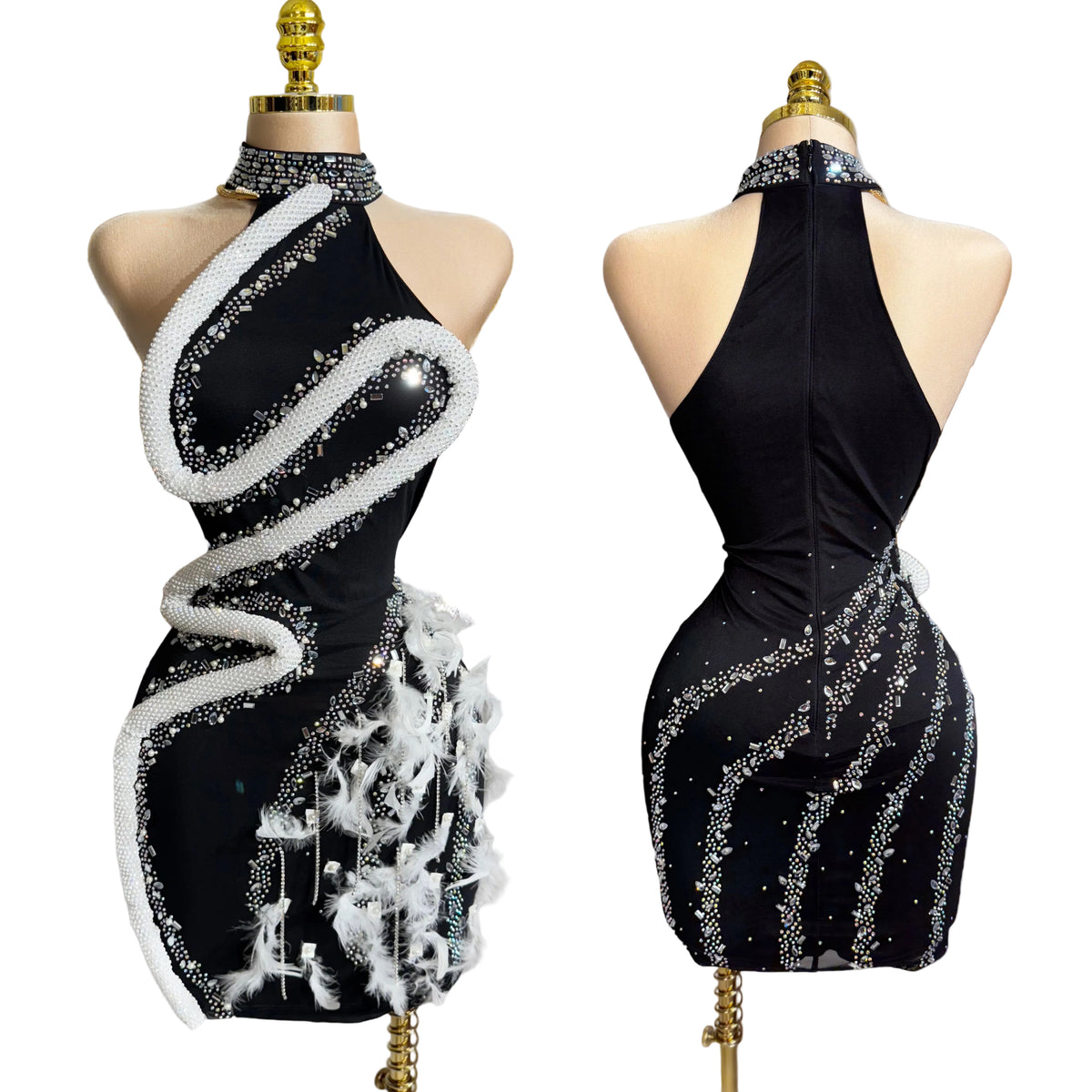 Vestido negro snake pedrería ✨