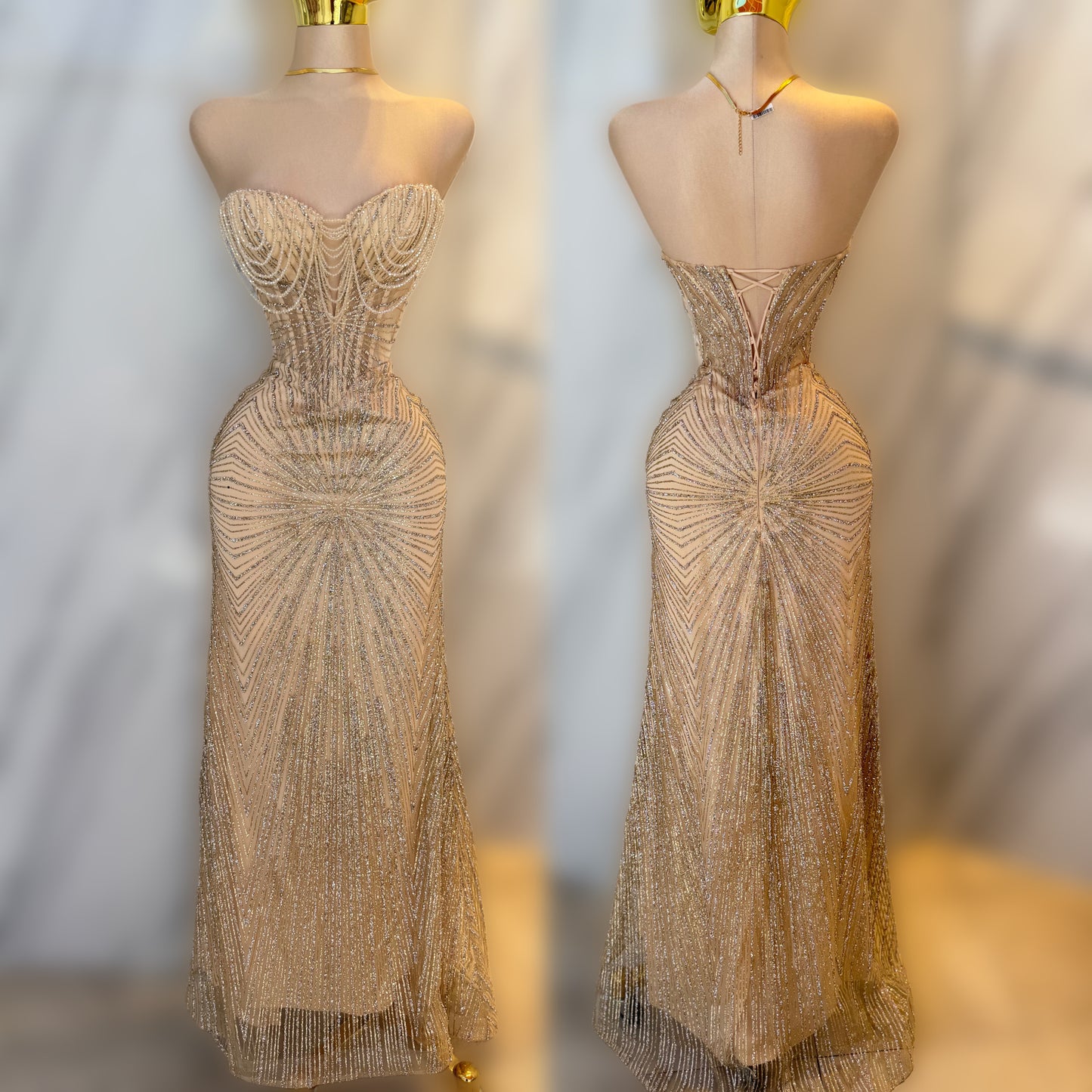 Vestido dorado pedrería ✨
