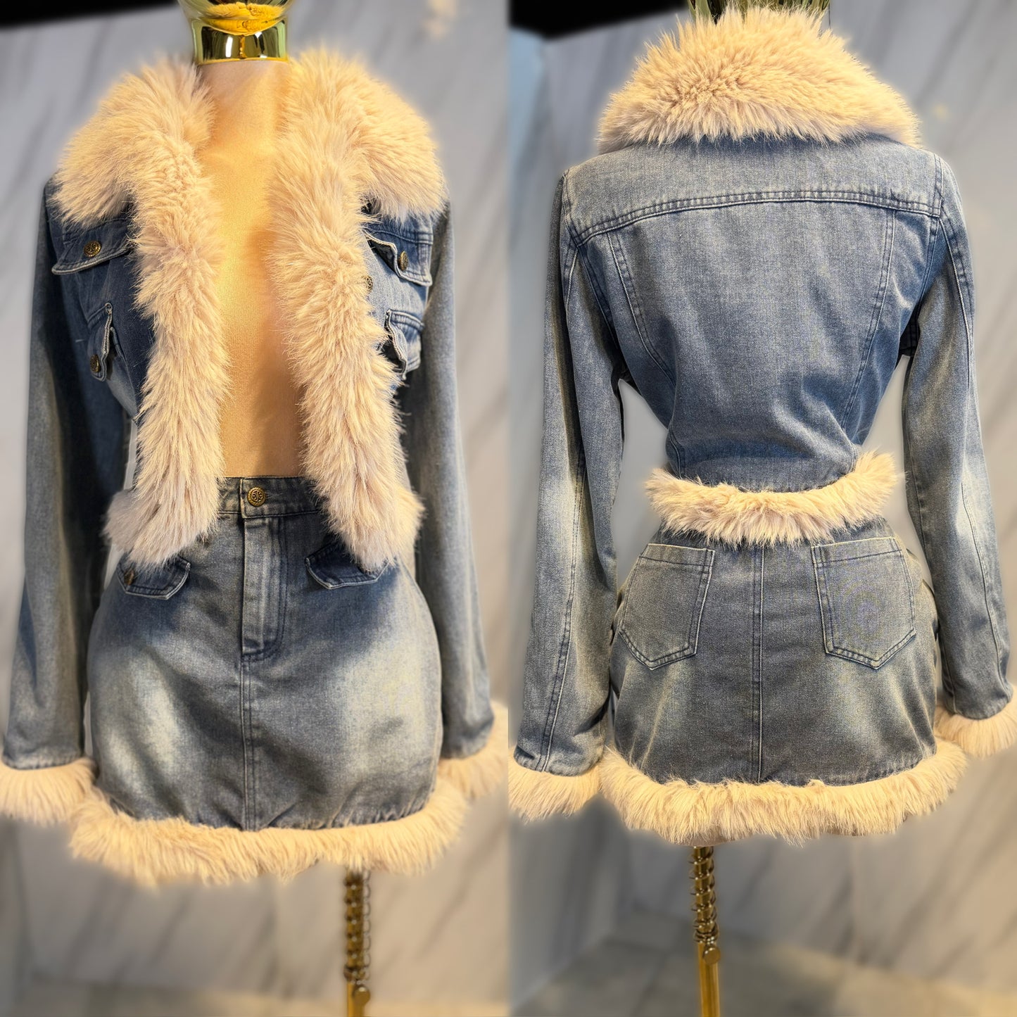 Conjunto mezclilla y peluche ✨