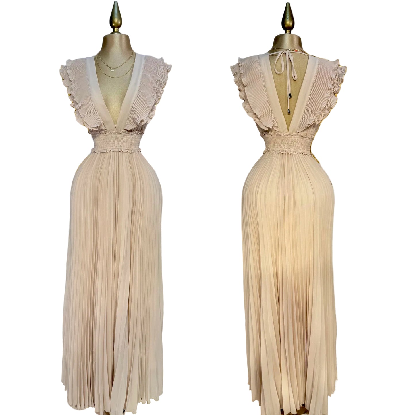 Vestido beige plisado 💛