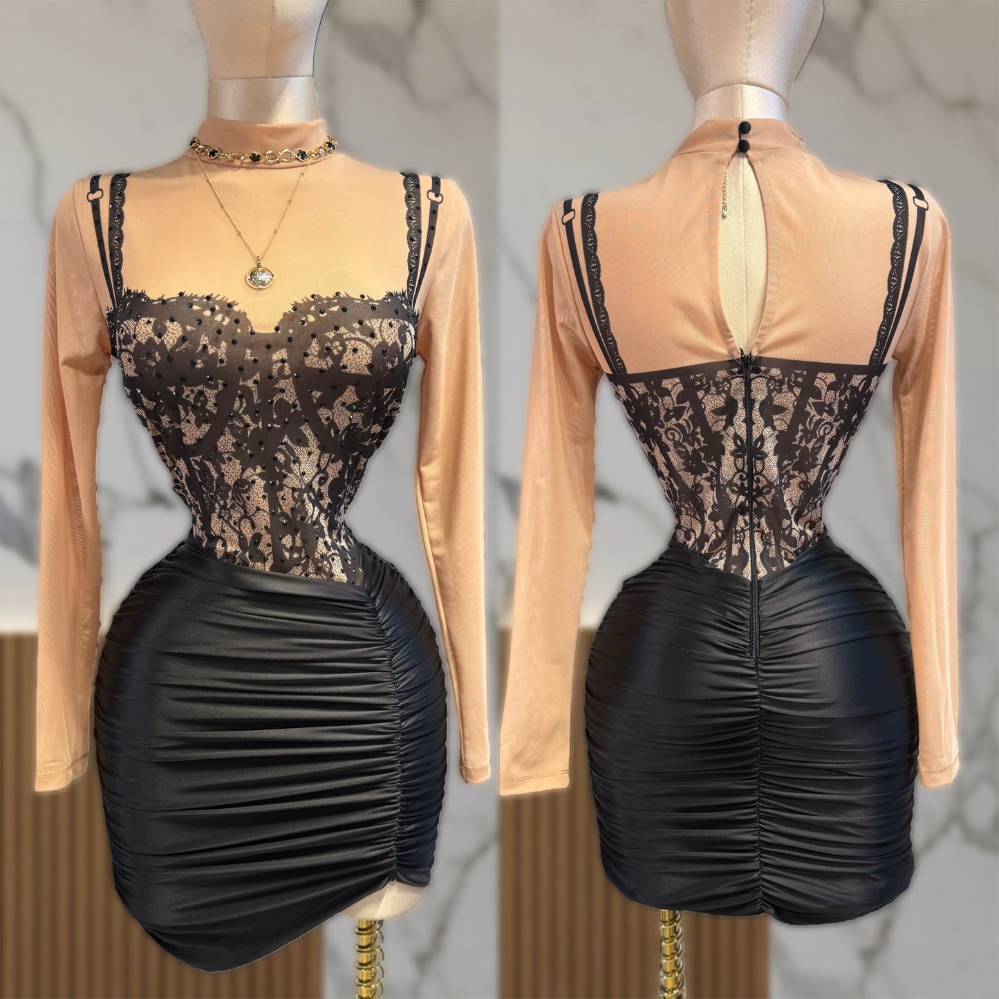 Vestido licra y mesh 🖤