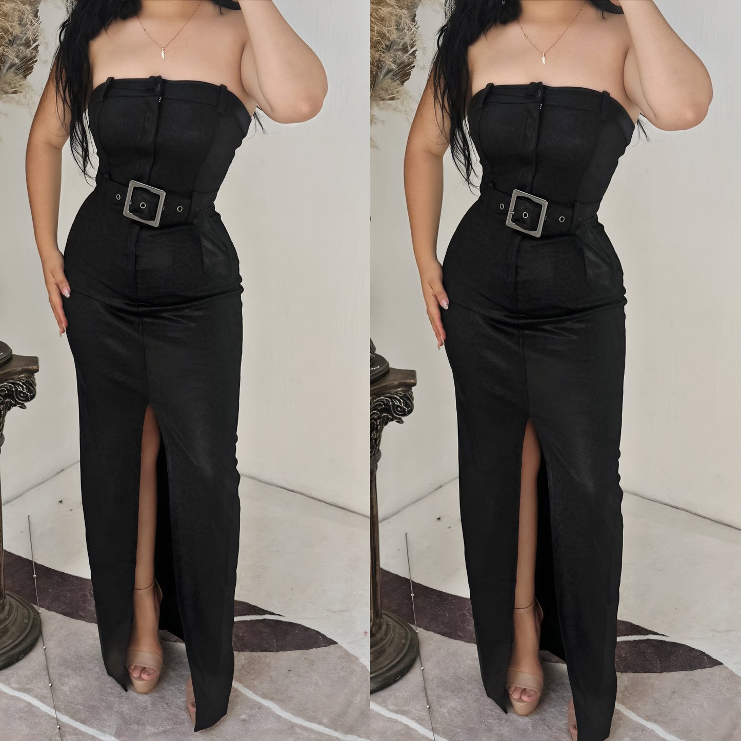 Vestido negro strapless