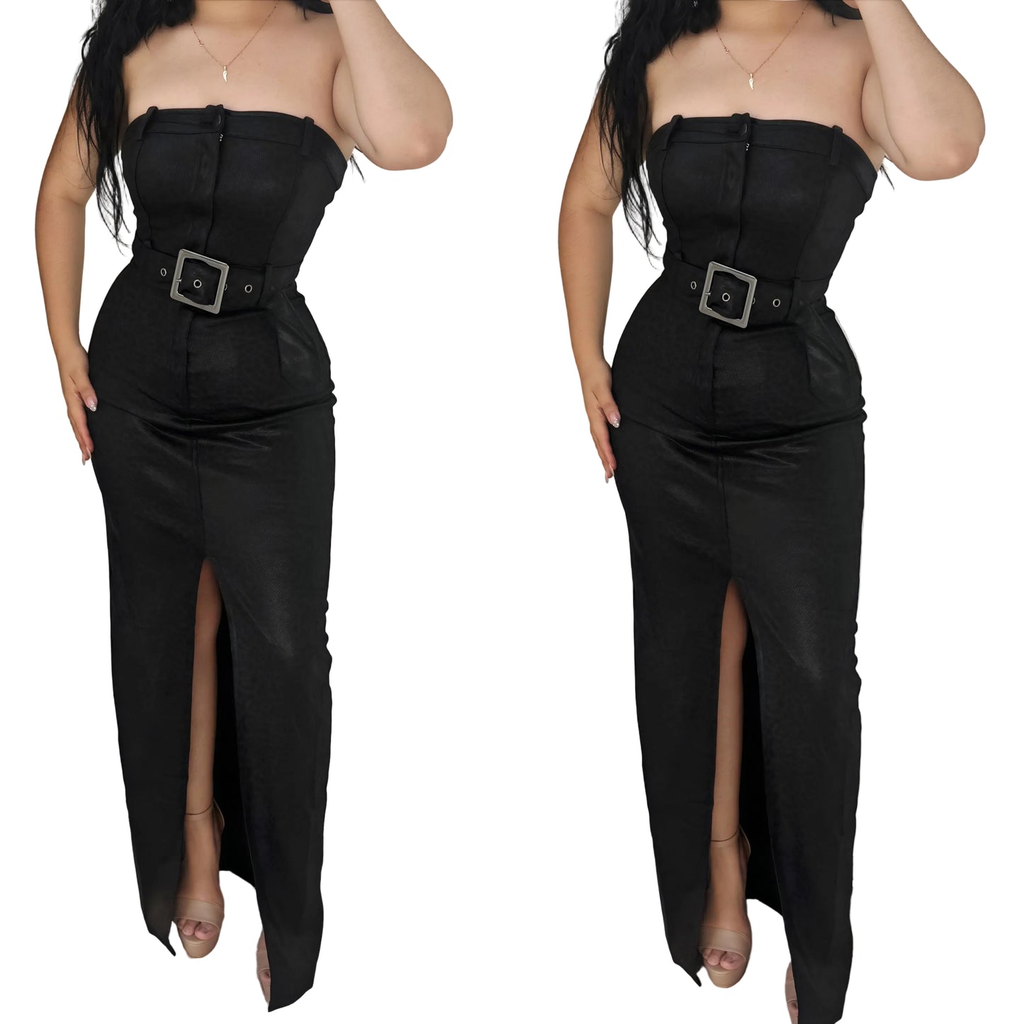 Vestido negro strapless