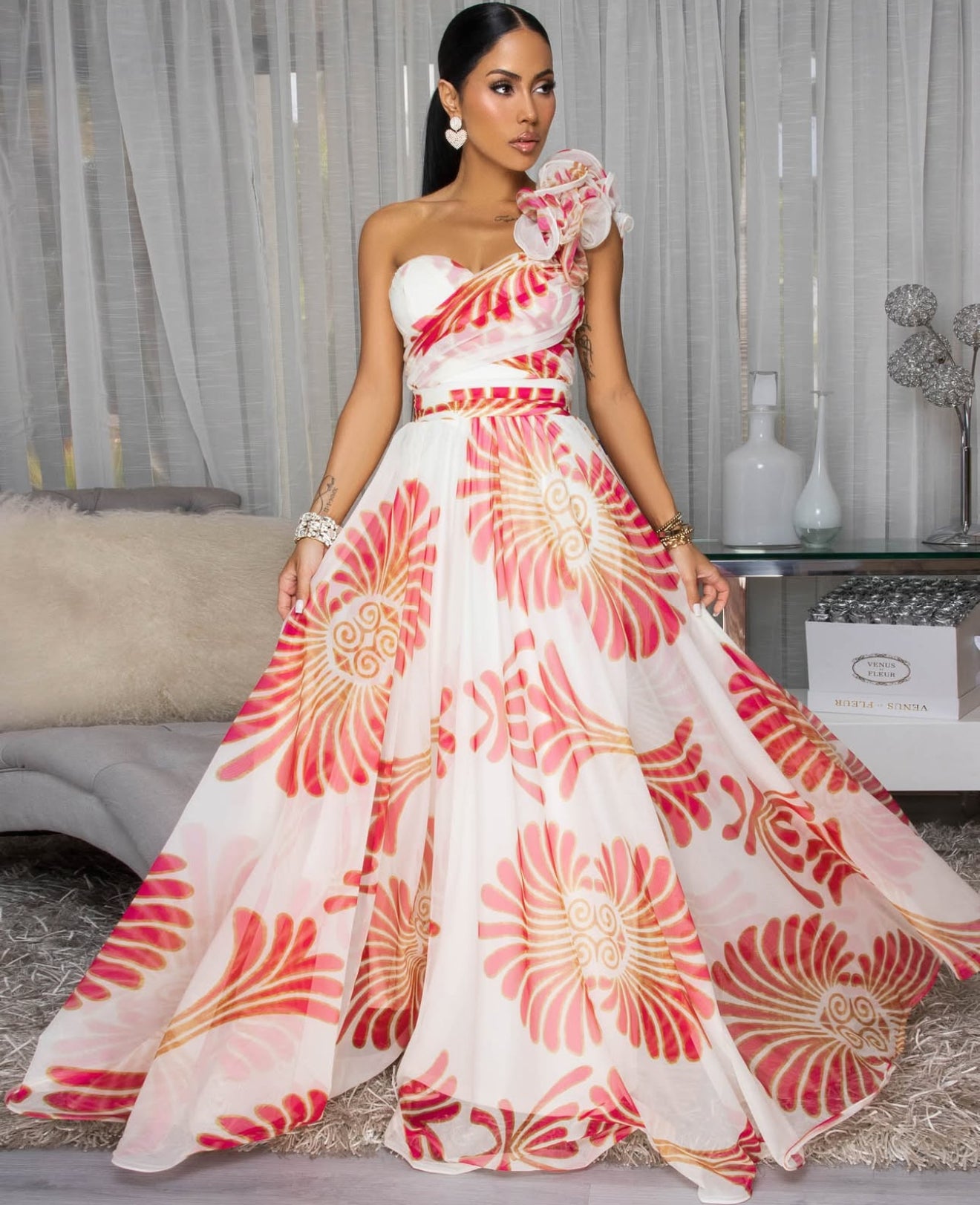 Vestido beige/rojo Olán