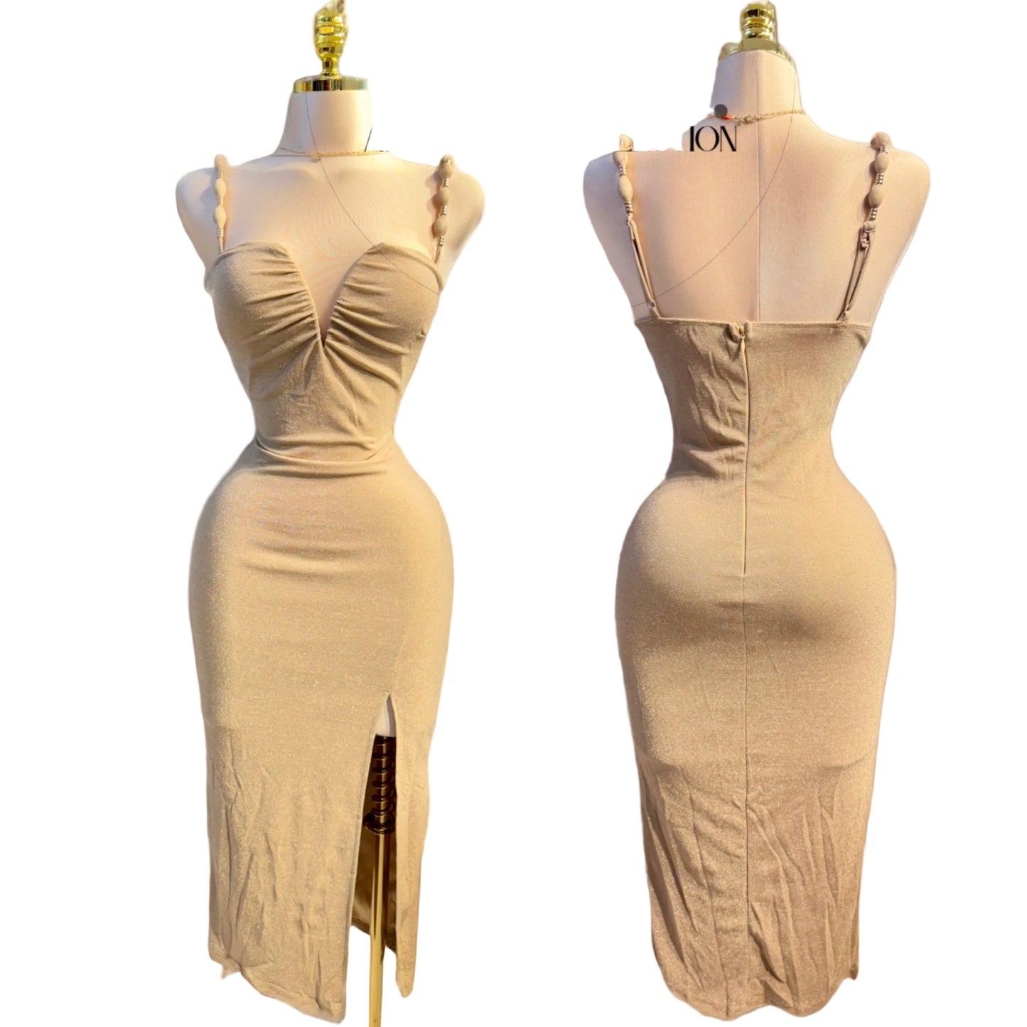 Vestido beige brillos 🌟