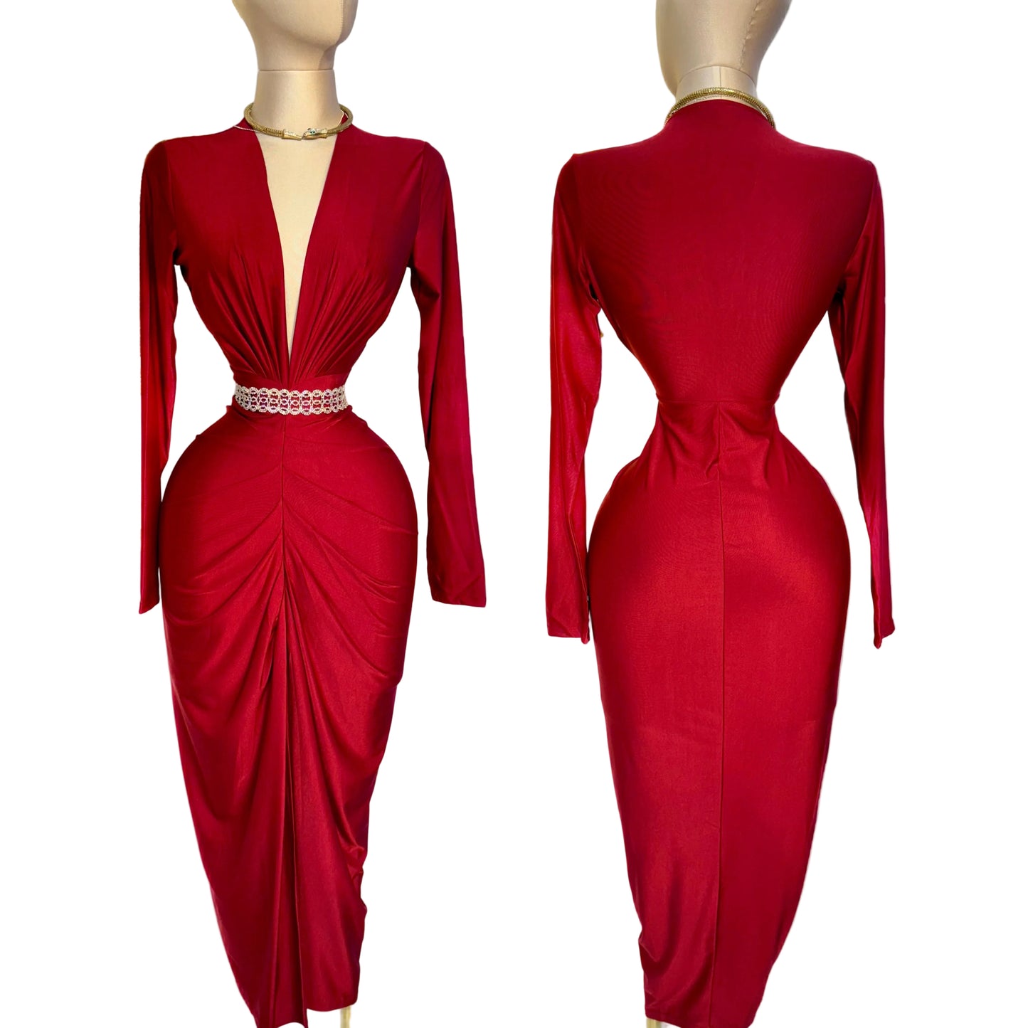 Vestido licra cereza/tinto 🍒