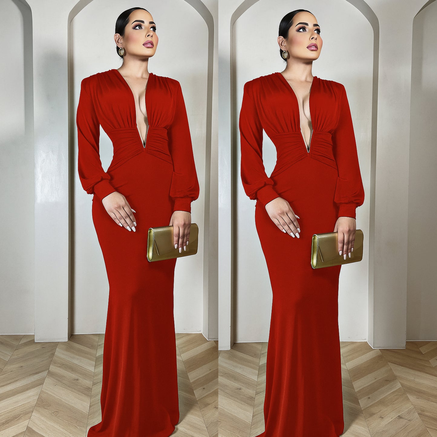 Vestido rojo licra escote V ❣️