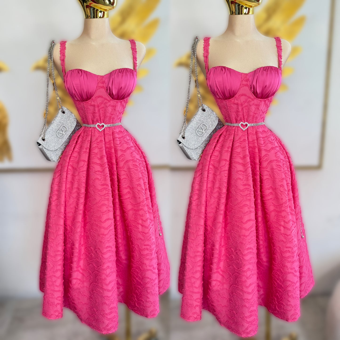 Vestido rosa copas 🩷