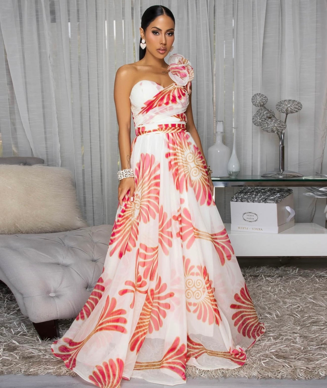 Vestido beige/rojo Olán