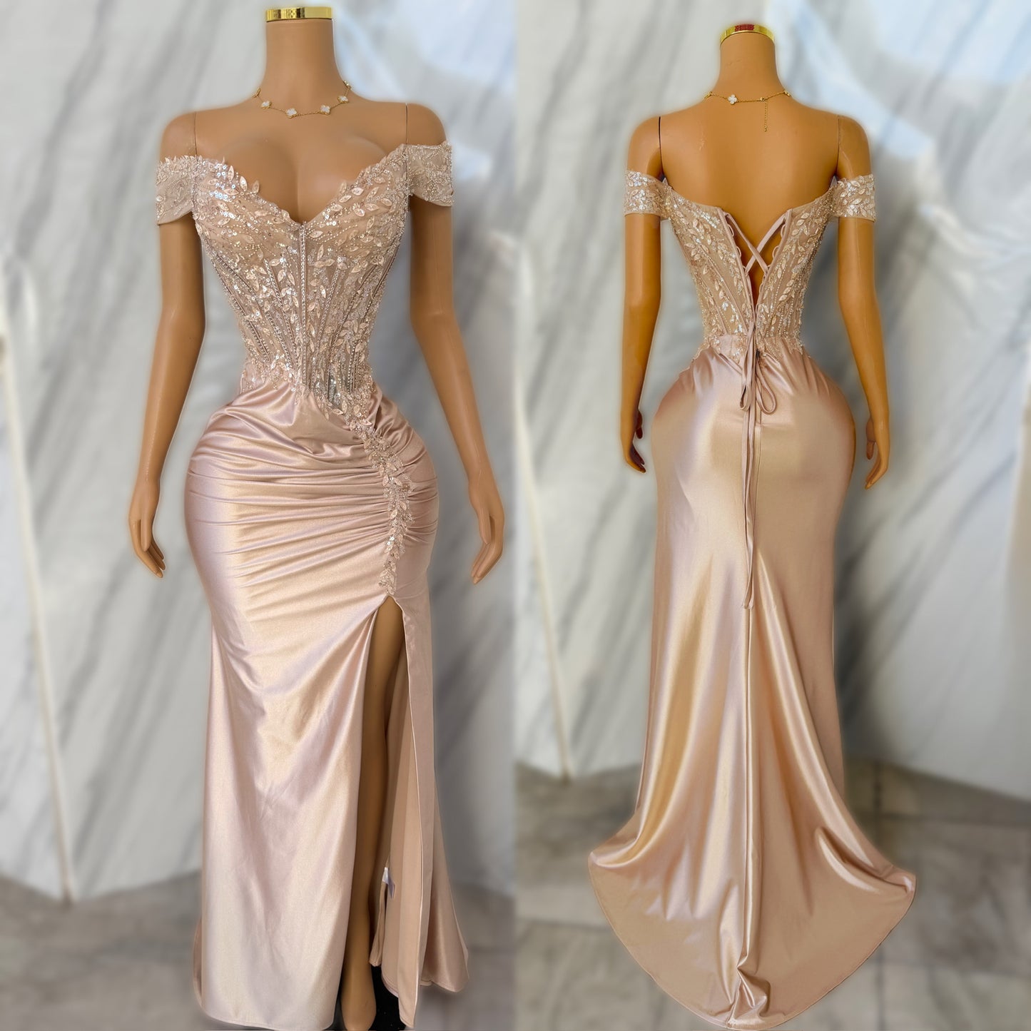 Vestido champagne corset ✨