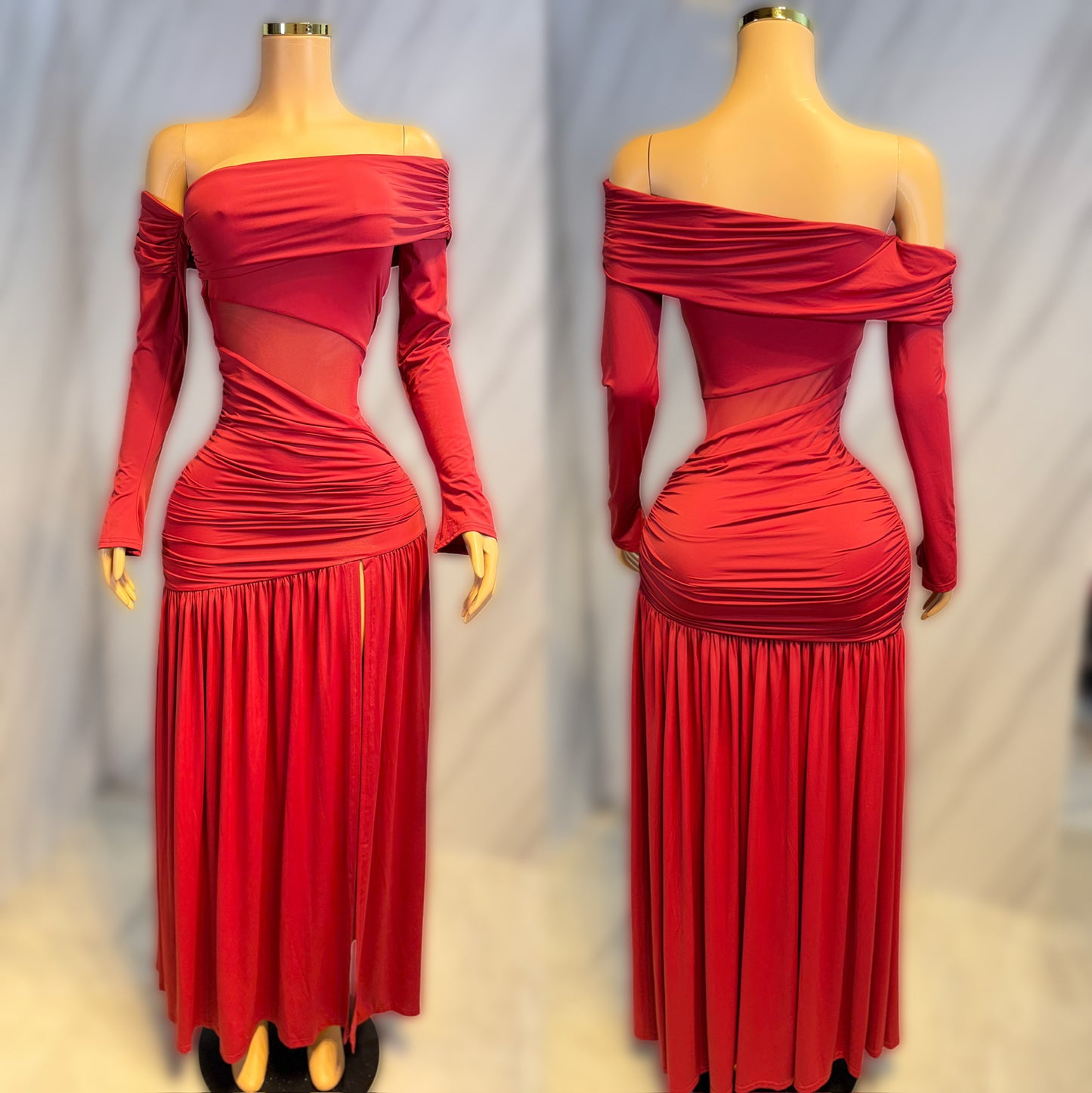 Vestido tinto licra y mesh ❣️