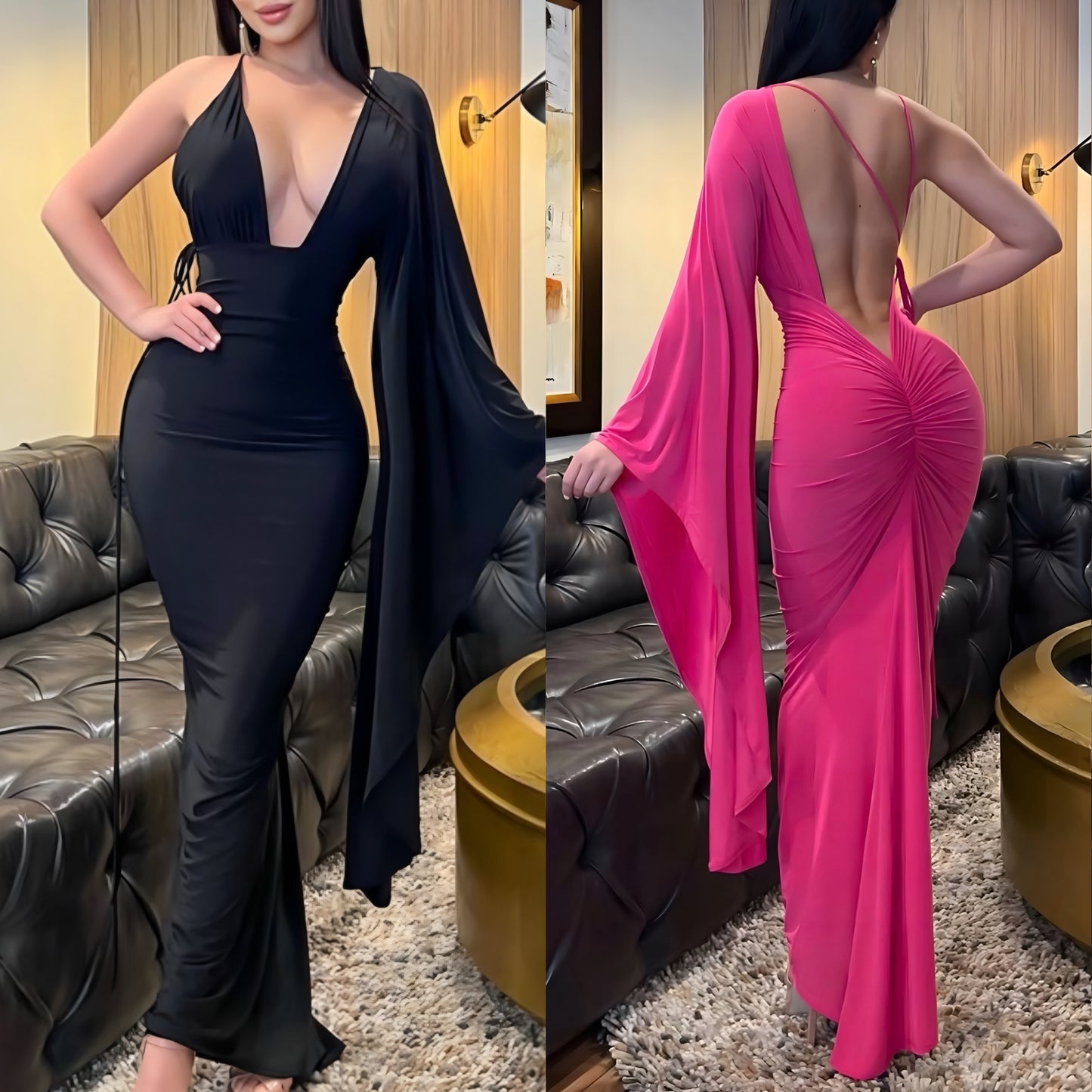 Vestido licra asimétrico ❤️🩷🖤