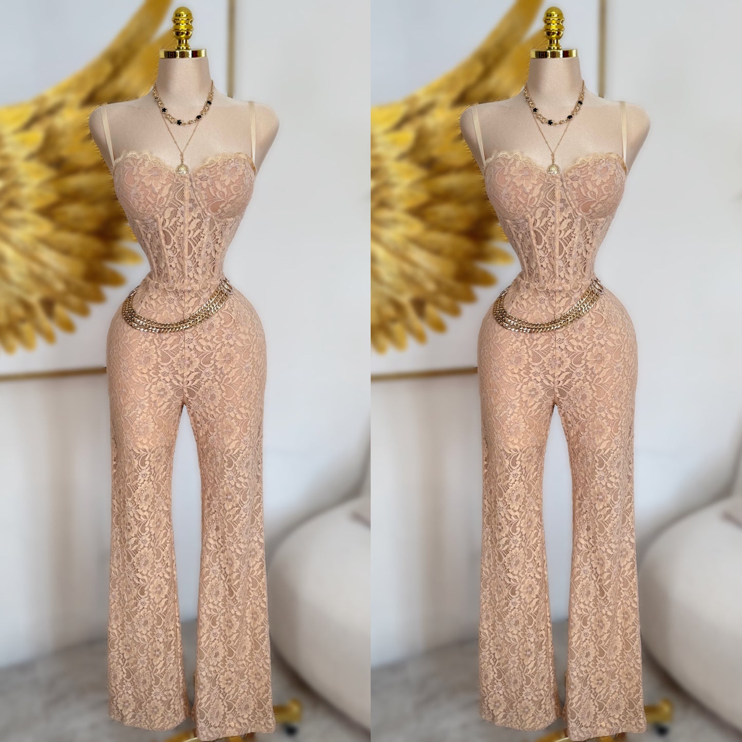 Palazzo beige encaje ✨