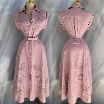 Vestido rosa bordado 🩷