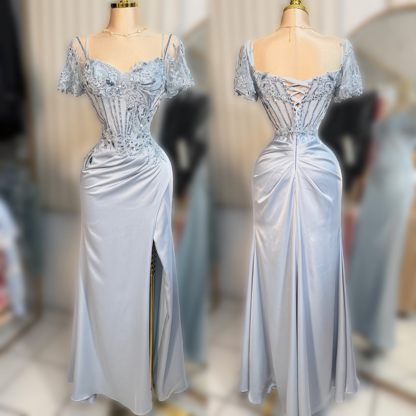 Vestido corset azul satín 🩵
