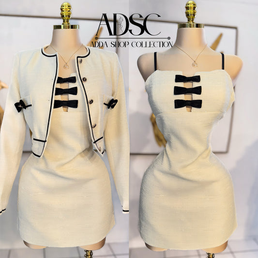 Vestido tweed beige 2 piezas 🤍