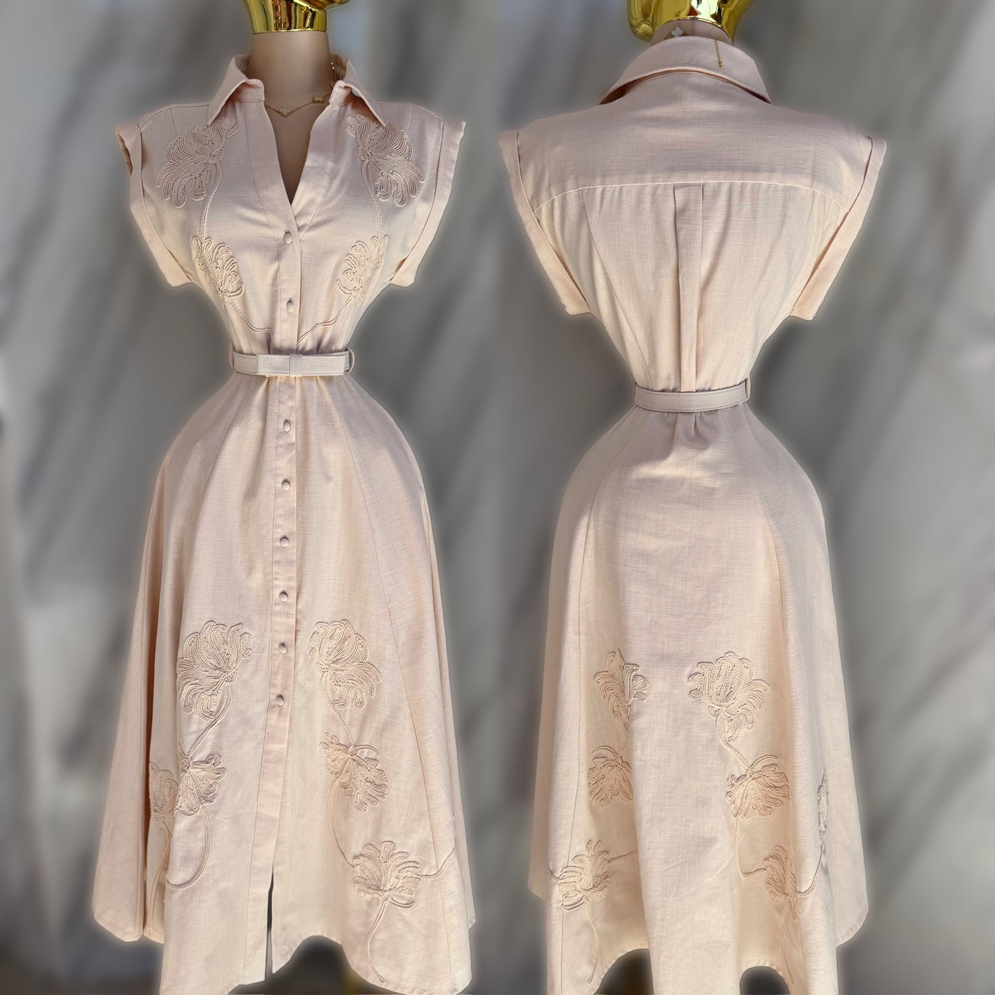 Vestido beige bordado 🤍