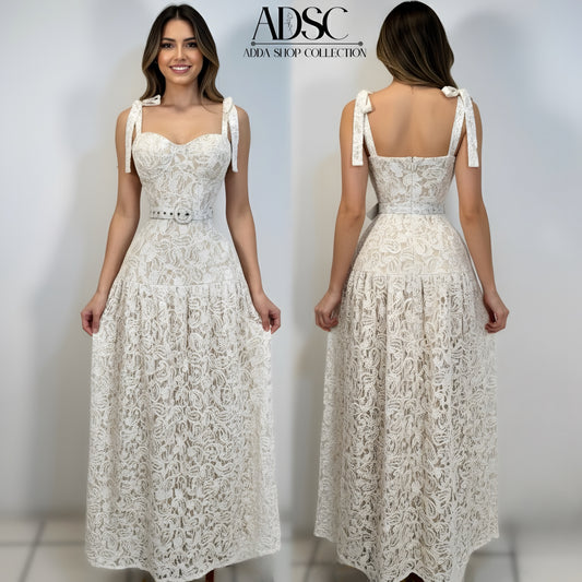 Vestido beige bordado y lentejuelas 🌟