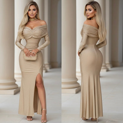 Vestido champagne glitter