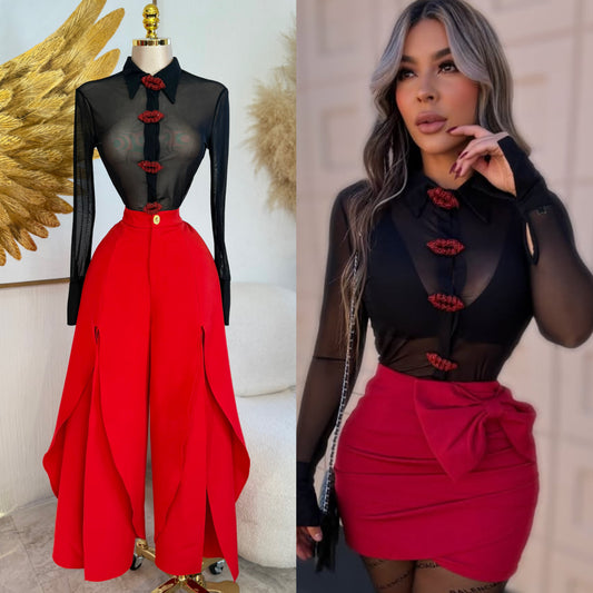 Conjunto pantalón y blusa mesh 💋❤️‍🔥