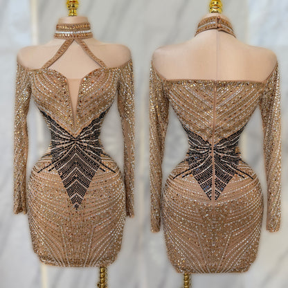 Vestido beige pedrería ✨